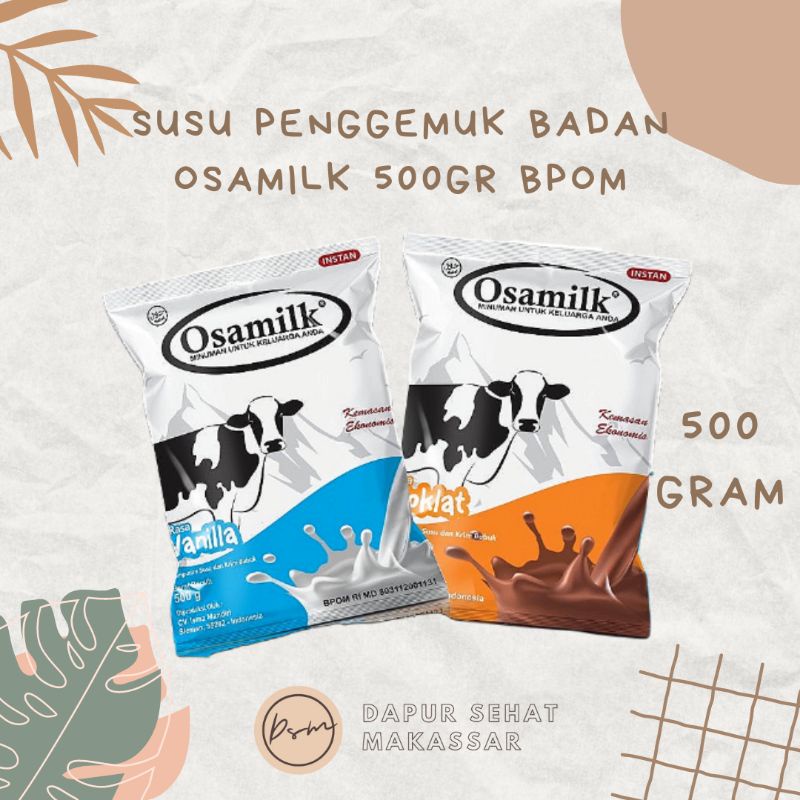 OSAMILK 500 gr susu penggemuk badan RASA COKLAT dan VANILA (SUSU BUBUK UNTUK KELUARGA KAYA VITAMIN )Susu Sapi Bubuk murni 100% Susu osamilk Susu gemuk Anak &amp; Dewasa