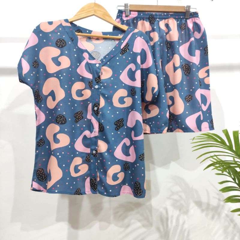 PIYAMA KANCING PENDEK HITS PIYAMA KANCING BUSUI | PIYAMA RAYON | HOMEWEAR-Nk PD RR