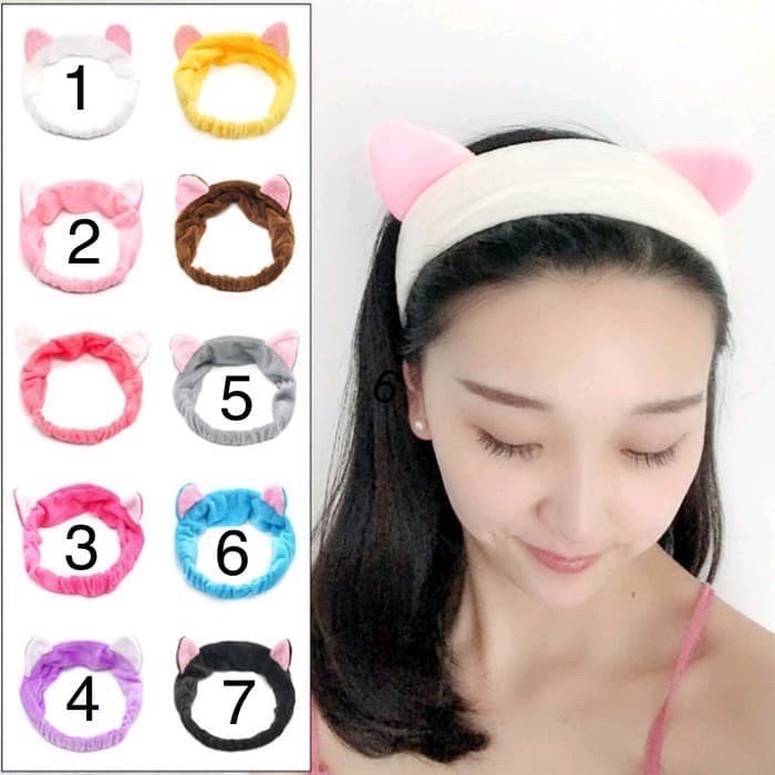 Bando handuk kuping kucing lucu / cute cat ears headband