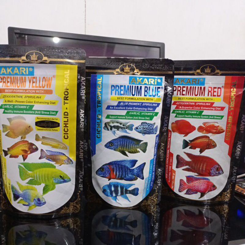 Makanan Ikan AKARI AA PREMIUM RED BLUE YELLOW CICHLID 100gr