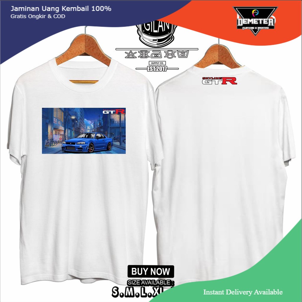 Kaos Baju Mobil NISSAN SKYLINE GTR R34 Kaos Otomotif JDM - Gilan