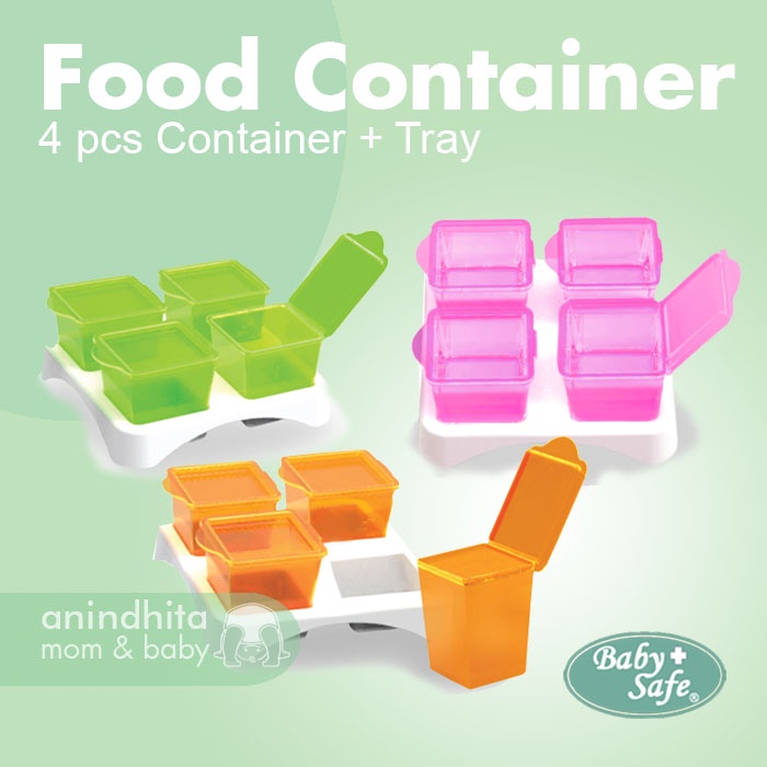 Babysafe Multifood Container 4x50ml + 1 Tray Baby Cubes Freezer Cup MPASI