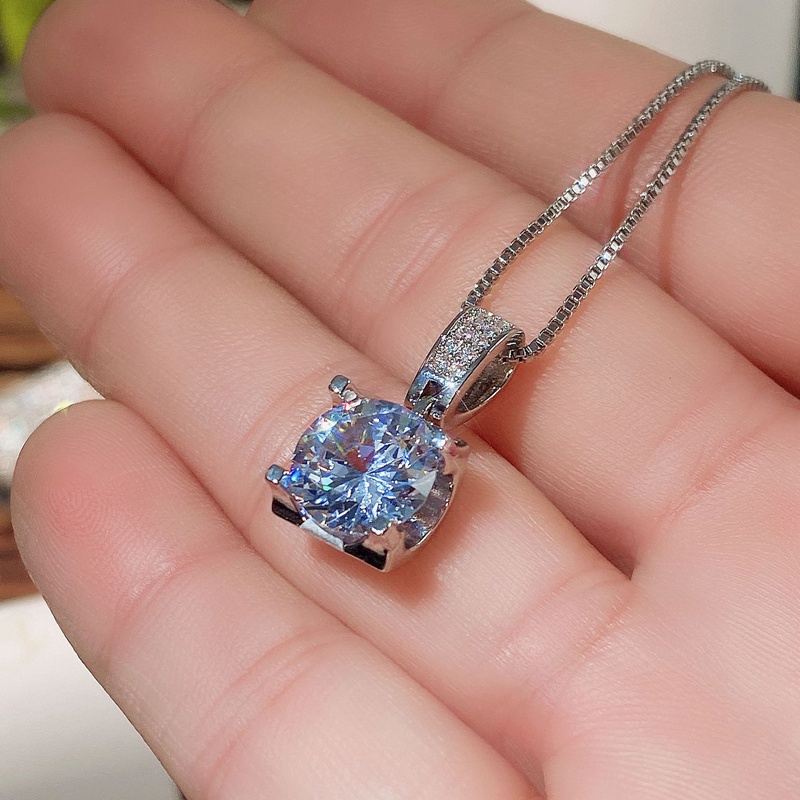 Kalung Kristal Cubic Zirconia Warna Silver Untuk Wanita