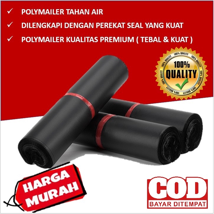 Plastik Polymailer 20x30cm Semi Glossy Black Hitam Amplop Kemasan Packing Packaging Package Paket 20x30 cm