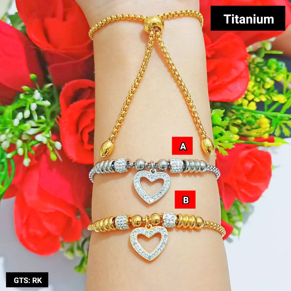 COD Gelang Serut TITANIUM Juntai  Gold&amp;Silver permata zircon TIDAK LUNTUR, TIDAK BERKARAT