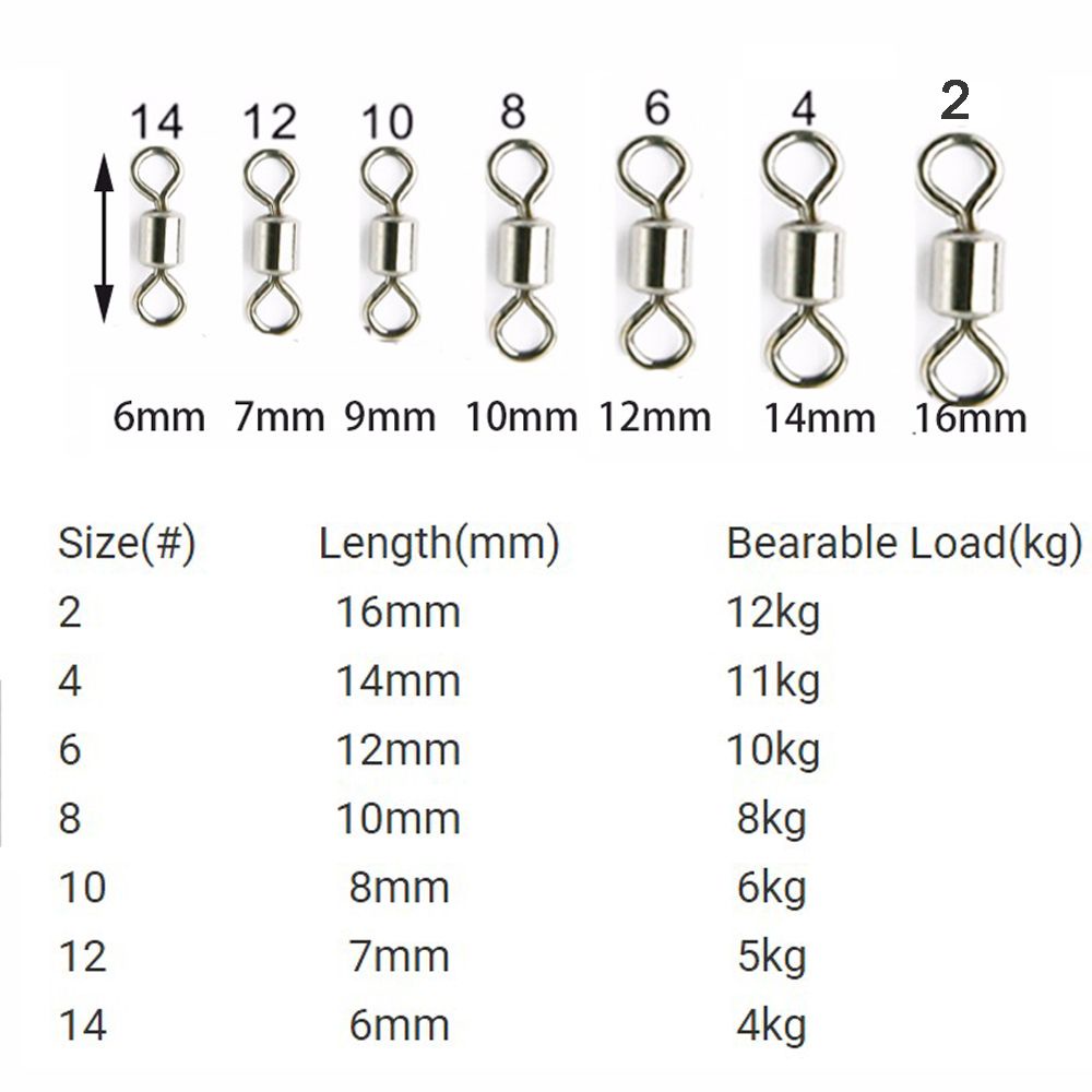 REBUY High Strength Connector Stainless Steel Ball Bearing Swivel Solid Ring Accessories 50pcs Rolling Heavy Duty Durable Barrel Fishing Tool