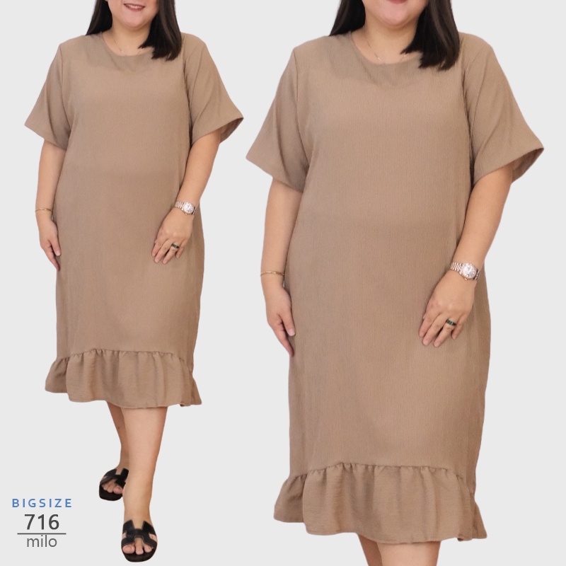 arenabelanja - Midi Dress Polos Wanita Jumbo Premium