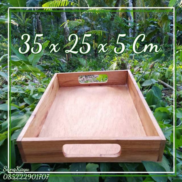 Nampan tray with handle 35x25x5 cm kotak kayu seserahan Wooden tray