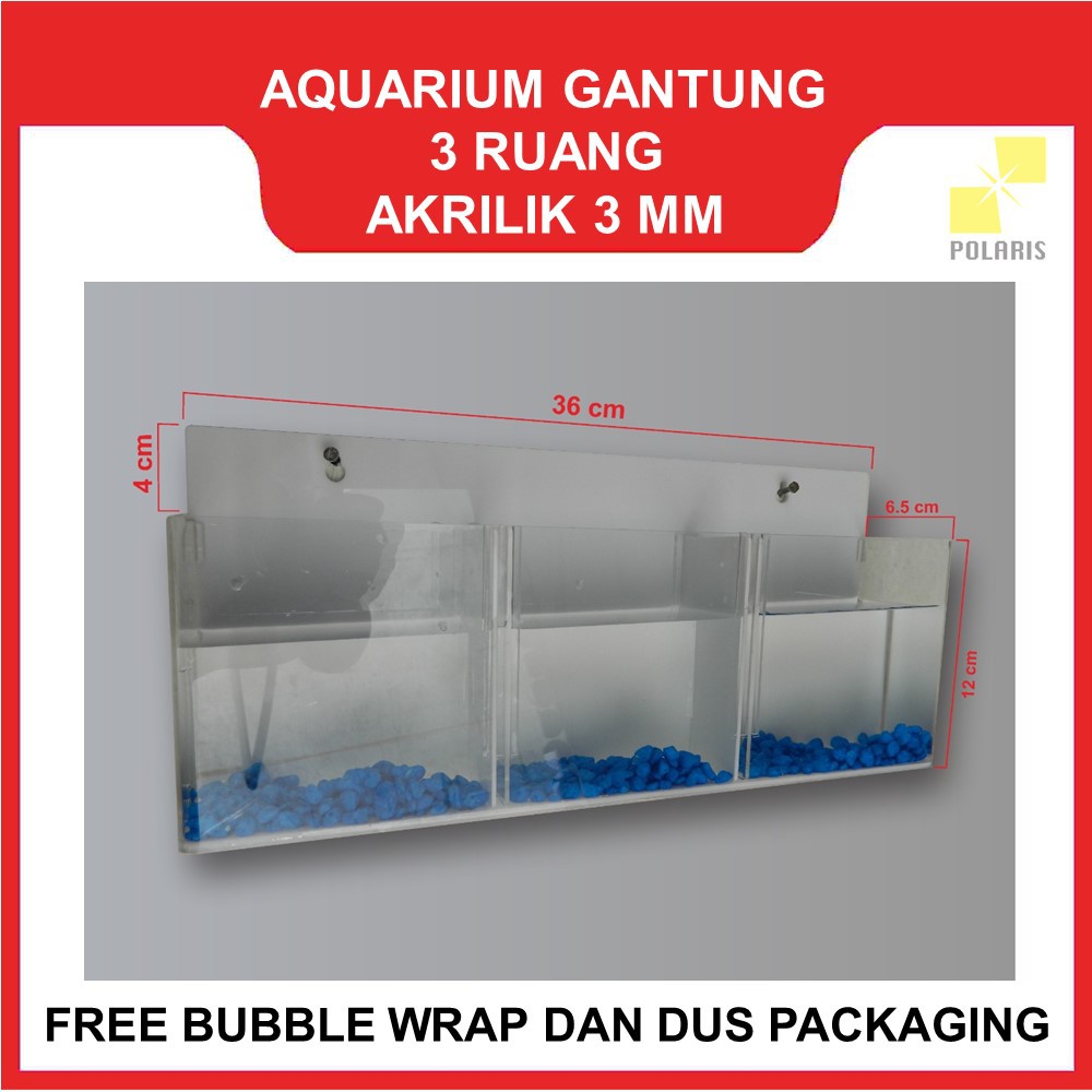 AKUARIUM CUPANG GANTUNG / SOLITER CUPANG GANTUNG / AQUARIUM AKRILIK DINDING 3 RUANG