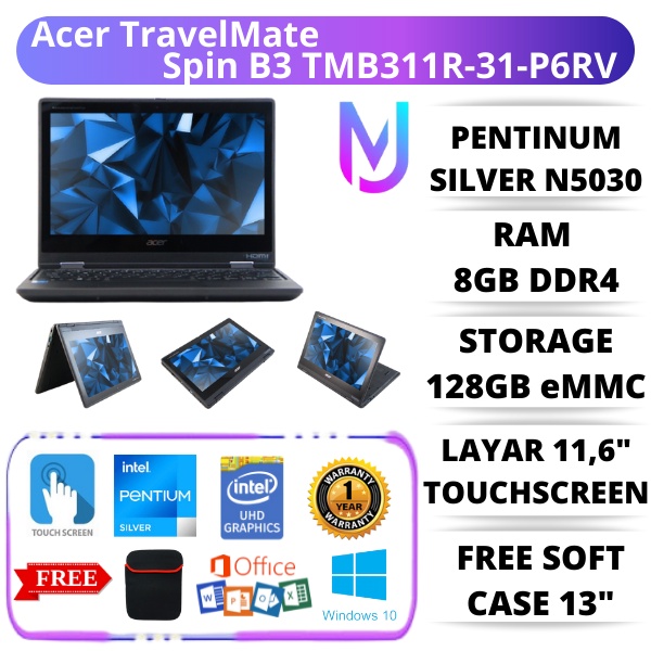 Acer TravelMate Spin B3 TMB311R-31-P6RV Intel Pentium Silver N5030 | 8GB | 128GB eMMC | 11.6