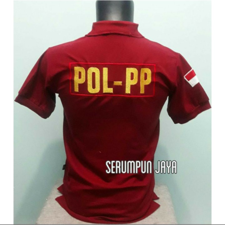 KAOS SATPOL PP MARUN - KAOS KERAH POL PP MAROON - KAOS SATPOL PP MAROON RODA GILA FULL BORDIR