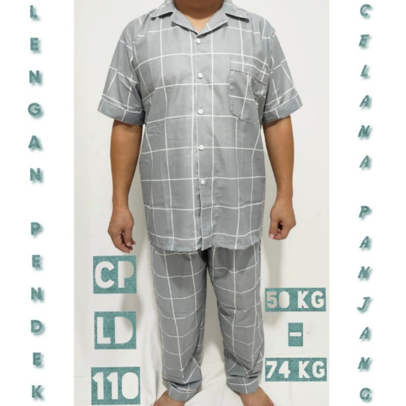 BAJU TIDUR PRIA KATUN DELUXE CORAK / SET / SETELAN CELANA PANJANG / LENGAN PENDEK ALL SIZE DAN JUMBO