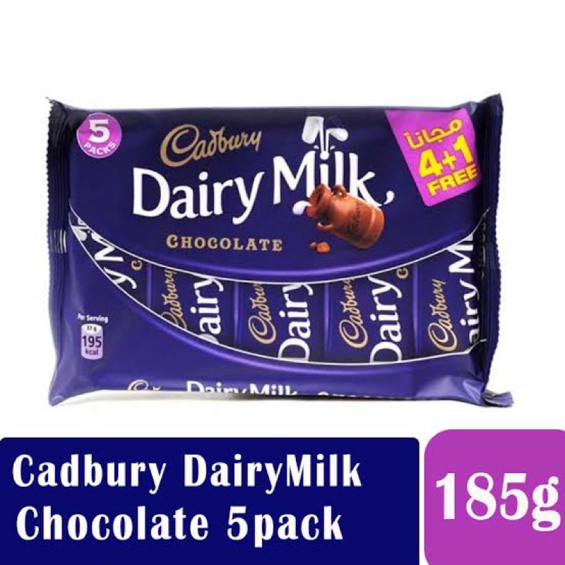 

Cadbury Dairy Milk Chocolate 185g 4+1 Pieces