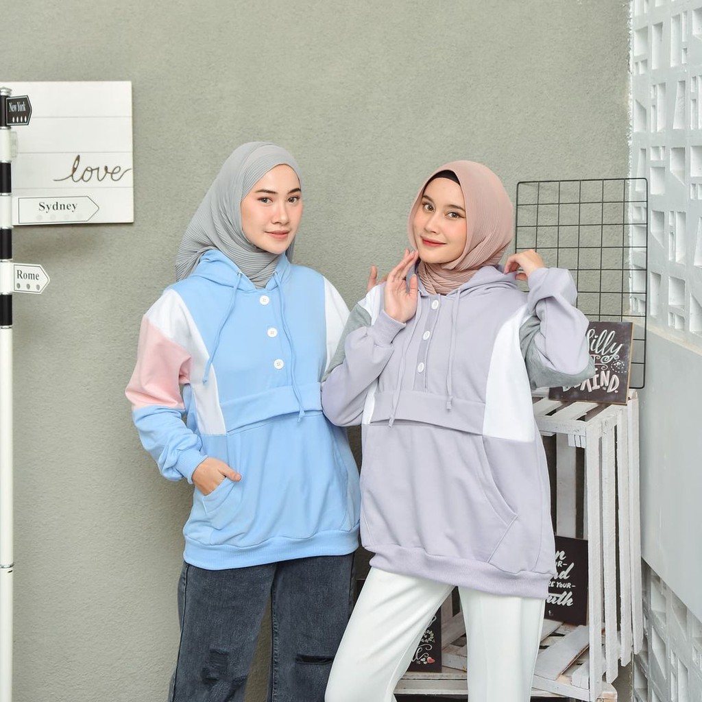 Hoodie Cassa Pastel Jaket Wanita Bahan Fleece