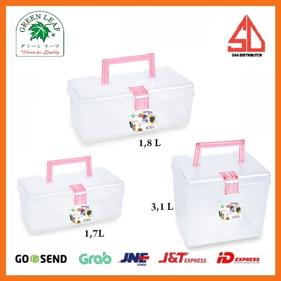 kotak marco / kotak benang penyimpanan kontainer box ( 3,1L , 1,8L , 1,7L) box uang box obat obatan GREEN LEAF kotak jahit benang