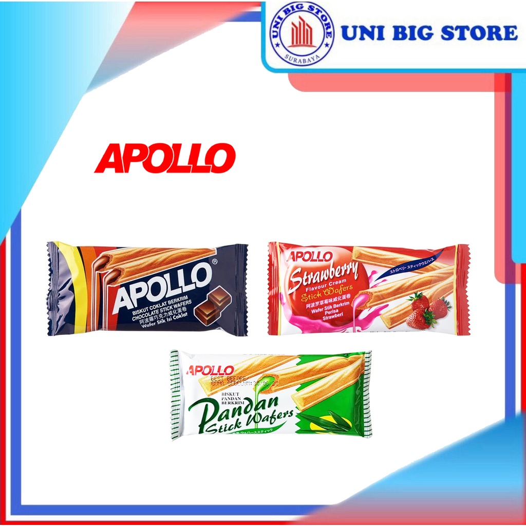 

Apollo Stick Wafers Chocolate - Strawberry - Pandan 11 gr