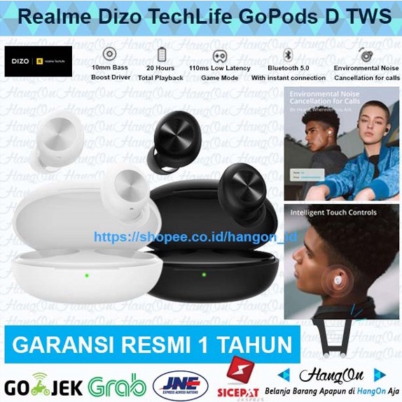 Realme Dizo Techlife Gopods D TWS Bluetooth Headset Super Low Latency