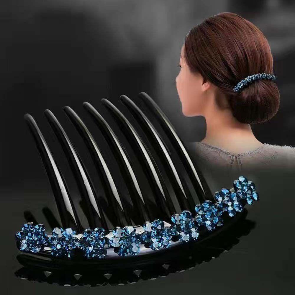 Needway   Wanita Sisir Rambut Trendi Geometris Jepit Rambut Ponytail Holder Gadis Poni Klip Rhinestones Kristal Rambut Klip