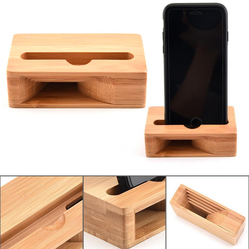 {LUCKID}Phone Sound Amplifier Universal Bamboo Mobile Holder Stand Cellphone Loudspeaker