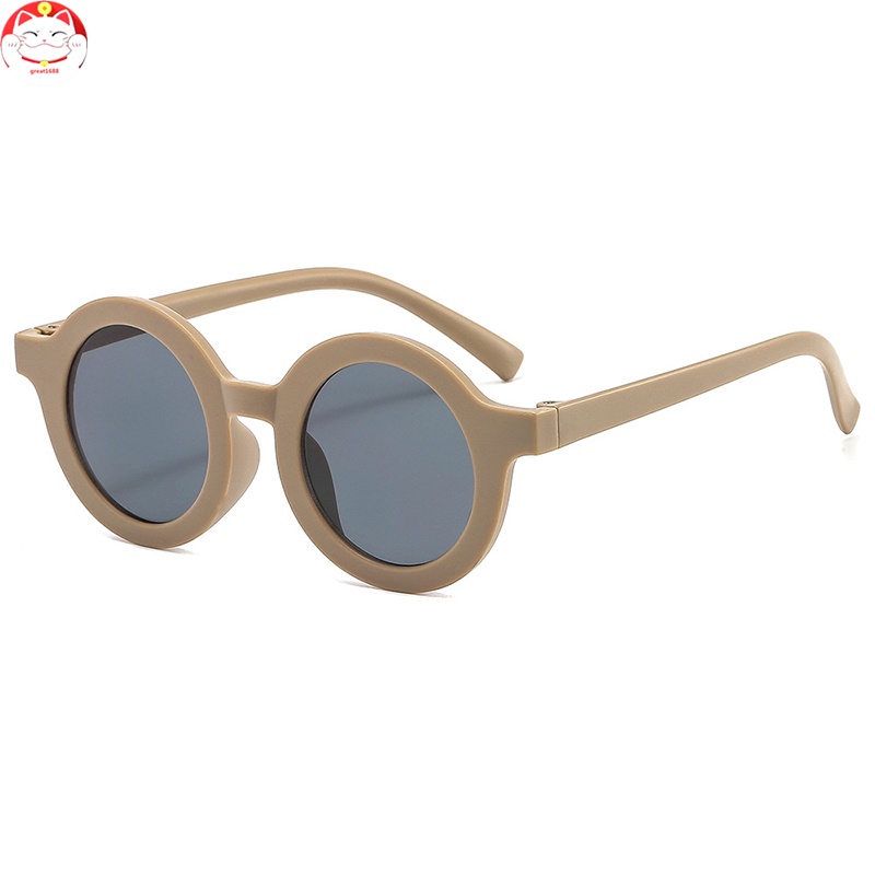 Cute Round Sungalsses with PC Frame Non-Polarized UV Protection Coating Unique Design Lightweight for Boys Girls