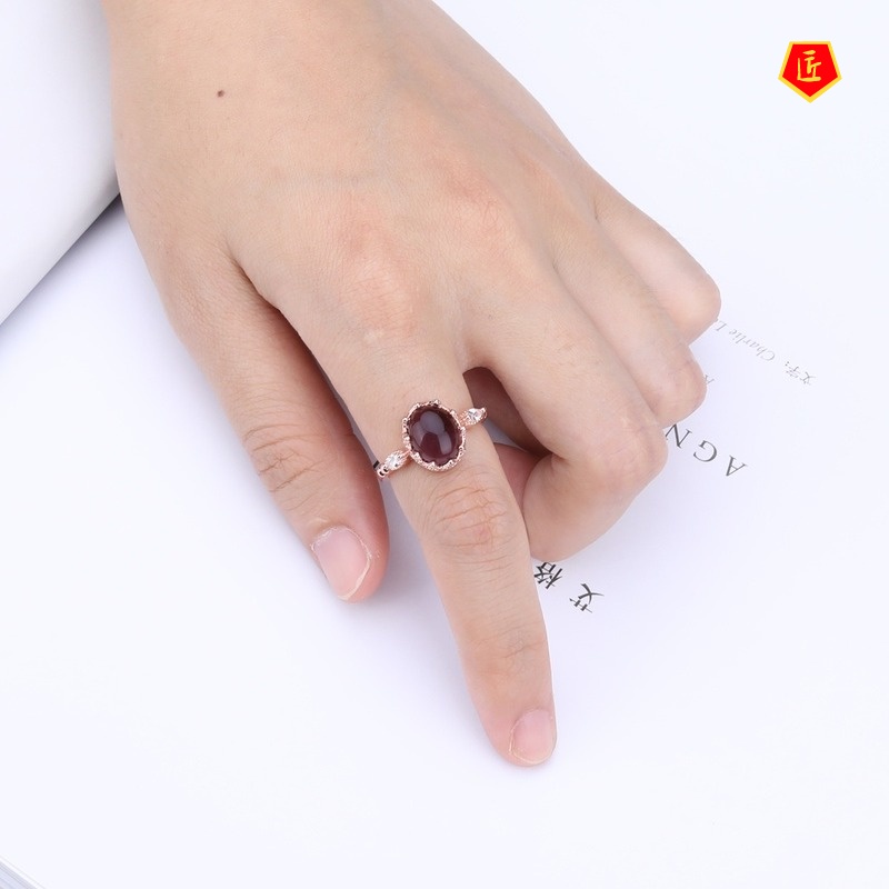 [Ready Stock]Fashion Creative 18K Rose Gold Inlaid Amethyst Ring