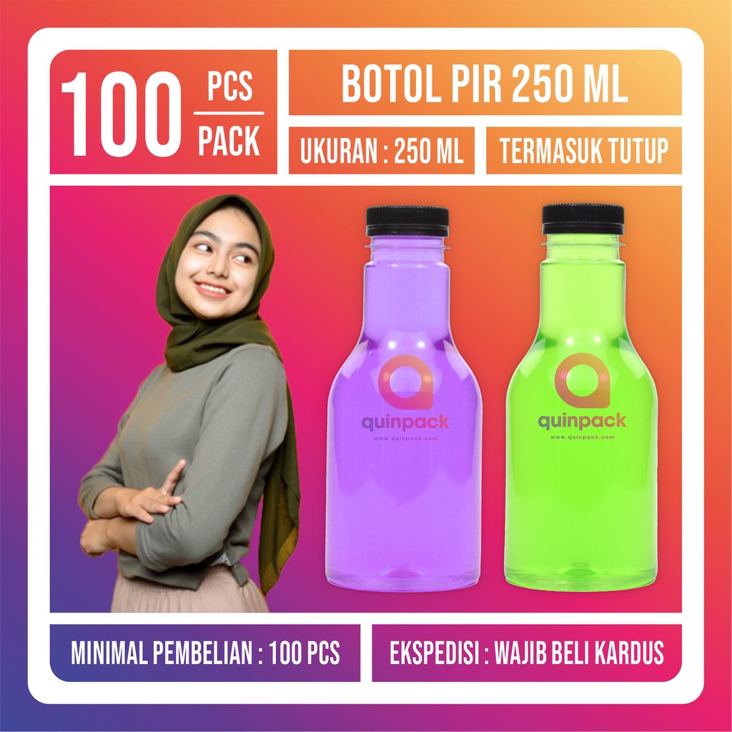 Botol Pudot 250 ML / Botol Plastik 250ML / Botol Pir 250ML / Murah Unik Kecil Almond Kale Cantik 100