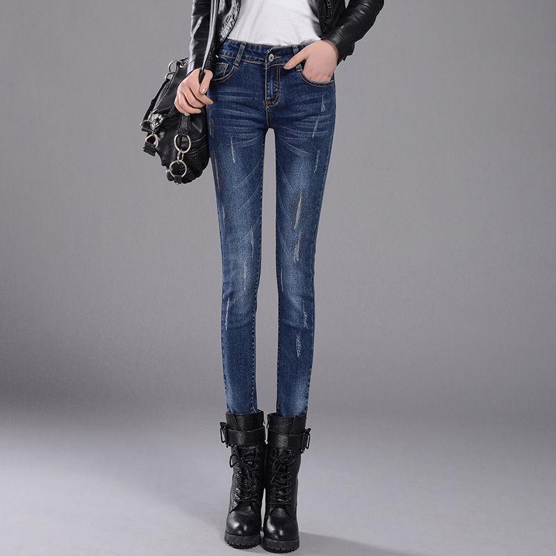  Celana  Pensil Panjang Model  High Waist Bahan Jeans  Elastis 