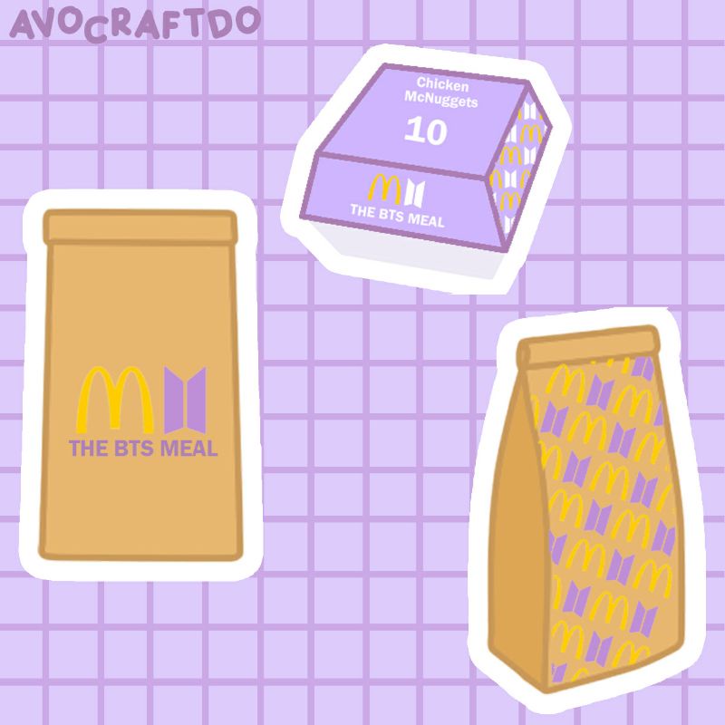 [AVOCRAFTDO] 17pcs Sticker / Keychain Kpop BTS Meal