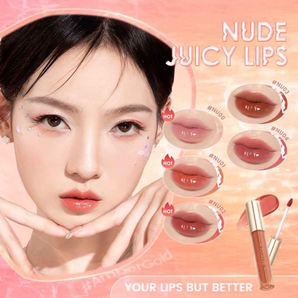 FOCALLURE Jelly Lip Gloss High Pigmented Lip Tint  Waterproof Lipstick FA279