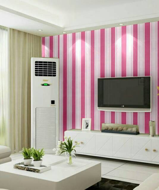 Wallpaper sticker Garis Pink 45 cm x 9 meter / walpaper dinding