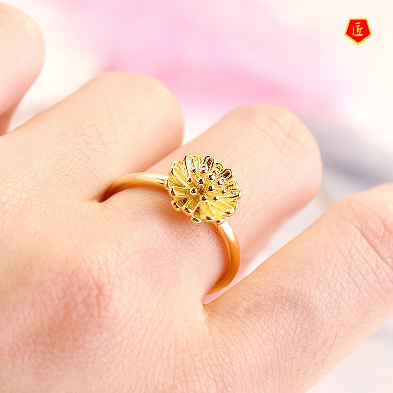 [Ready Stock]Korean Simple Personalized Little Daisy Opening Gold Ring