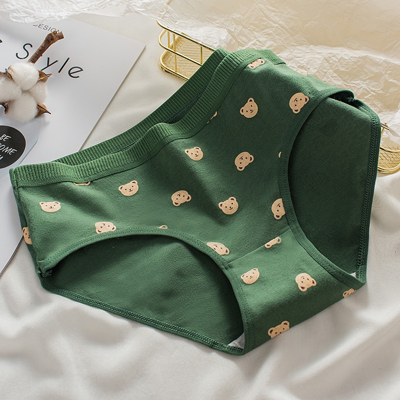 Feminin celana dalam katun wanita kawaii green CD imut-6