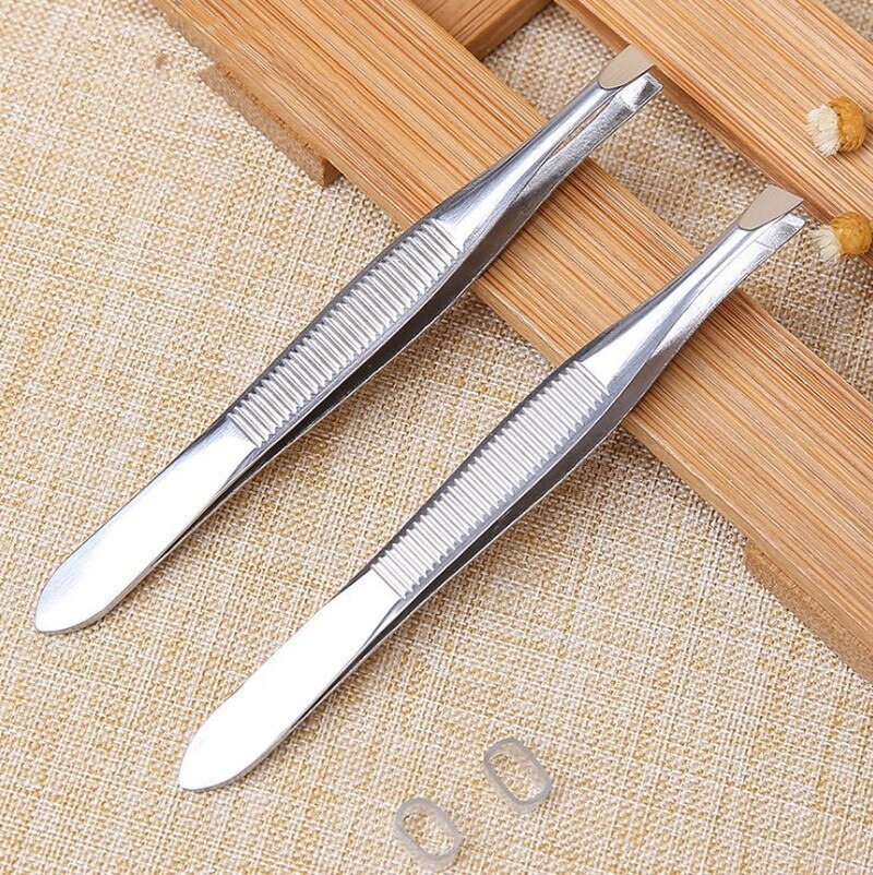 2pcs / Set Pinset Pencabut Alis Profesional Bahan Stainless Steel