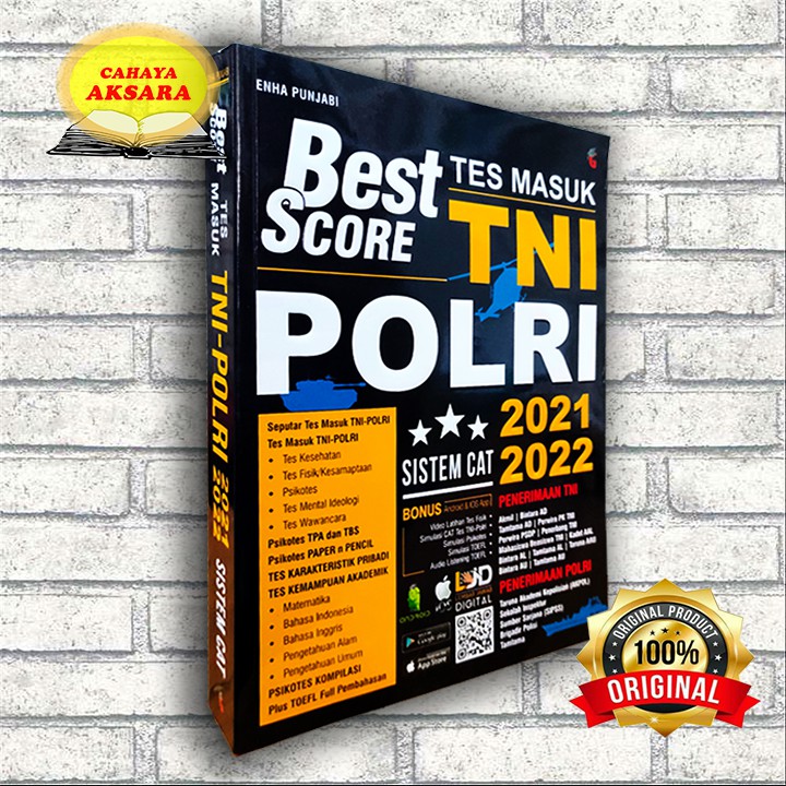 BUKU TES MASUK TNI POLRI - BUKU TNI POLRI - BEST SCORE TES MASUK TNI POLRI SISTEM CAT 2021-2022