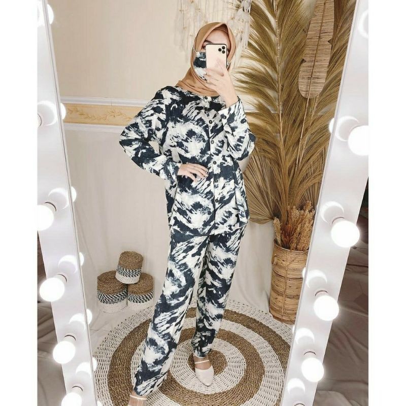 setelan tie dye/ setcel tie dye rayon terbaru/one set rayon/cod