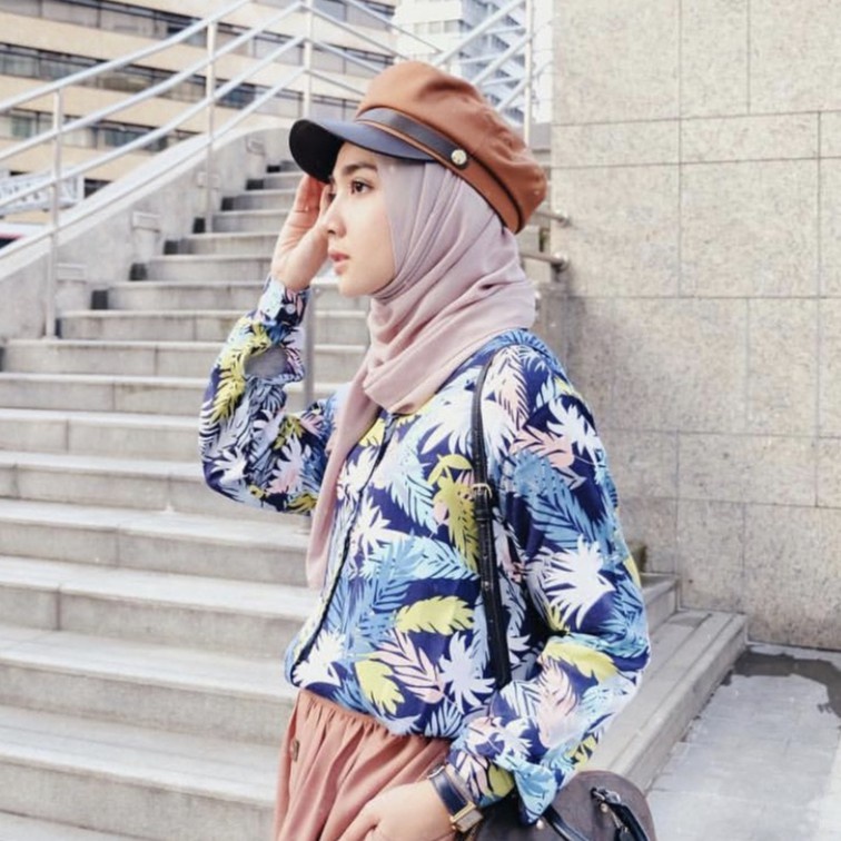 [ 𝐂𝐫𝐨𝐜𝐮𝐬 ] Kemeja wanita retro korea Face mix Wolfis-Pastel PJG - NAVY