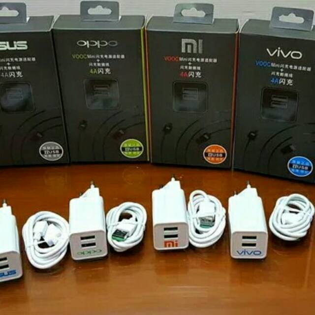 Charger merek vooc 2usb (samsung, oppo, asus, xiaomi, lenovo, vivo) dll