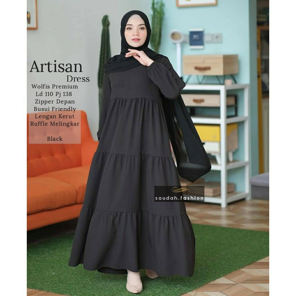 ARTISAN GAMIS PREMIUM / GAMIS WOLFIS MODEL REMPEL / DRESS REMPEL POLOS / GAMIS BUSUI JUMBO