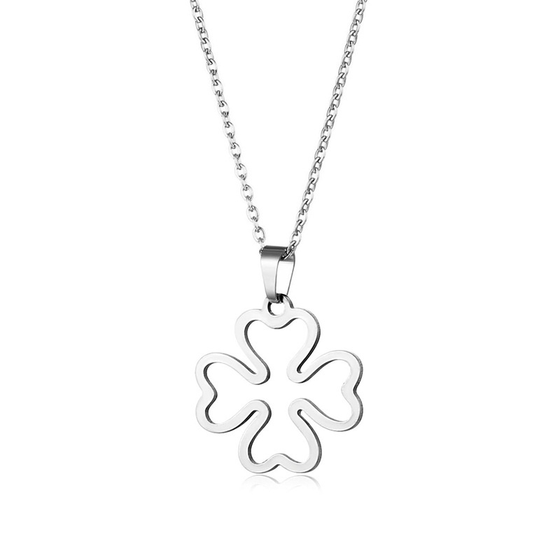 In hip hop clover kalung stainless steel disco mahasiswa hiphop clover kalung perhiasan pacar hadiah