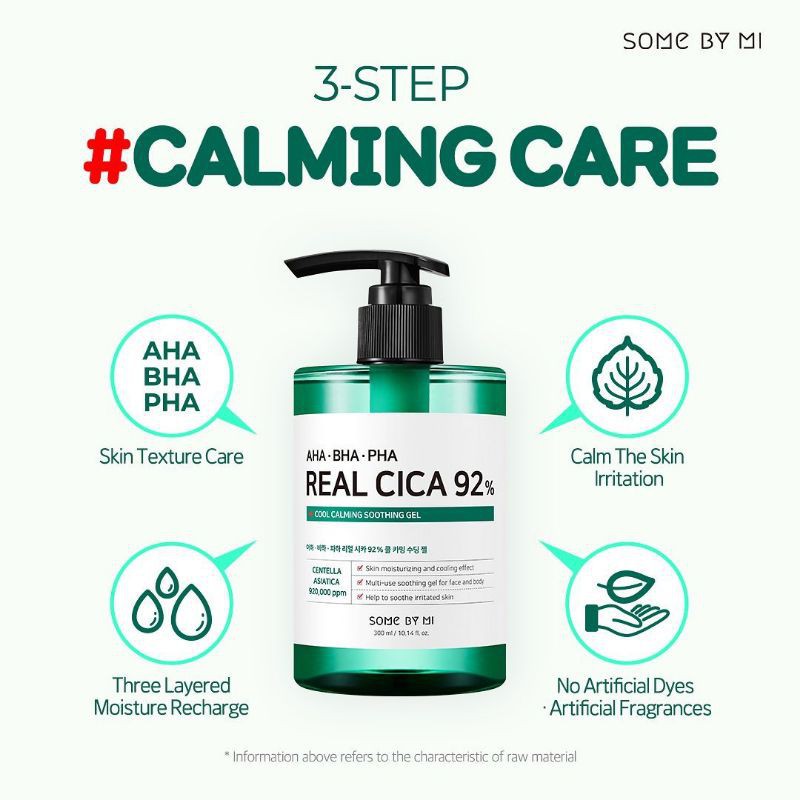 BPOM - SOME BY MI AHA BHA PHA Real Cica 92% Cool Calming Soothing Gel 300ml