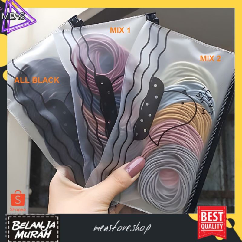 MEASTORE | IKAT RAMBUT KARET POLOS ELASTIS GAYA KOREA / KARET GELANG / KUCIRAN RAMBUT WANITA 100 PCS