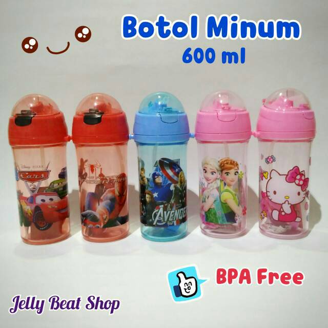 Botol minum sedot anak karakter bpa free (3650)