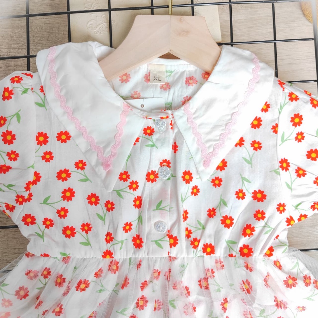 Promo !! dress anak perempuan LS dress flower japan little uk 3bln-1th