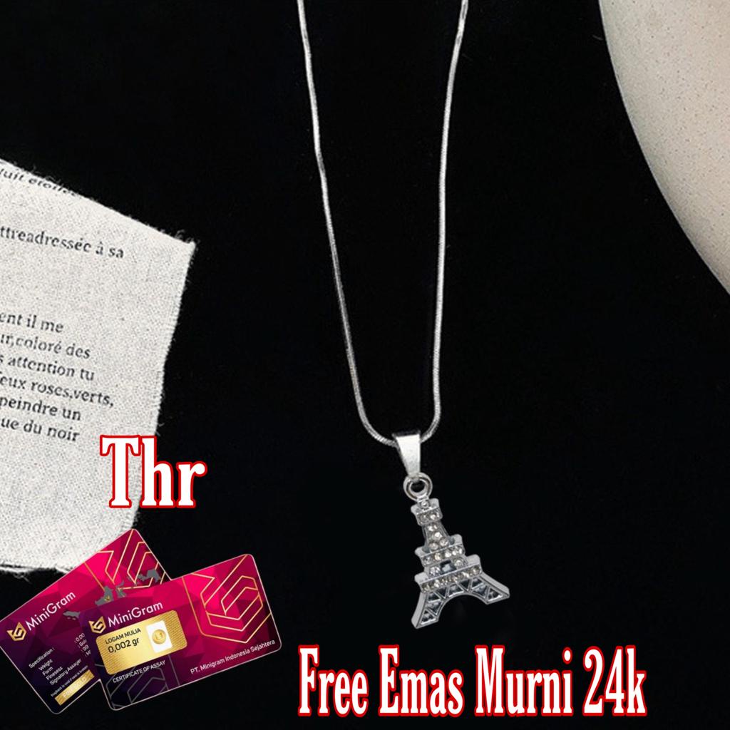 NEW Kalung Wanita Liontin Paris Stanlish THR Emas 24 K