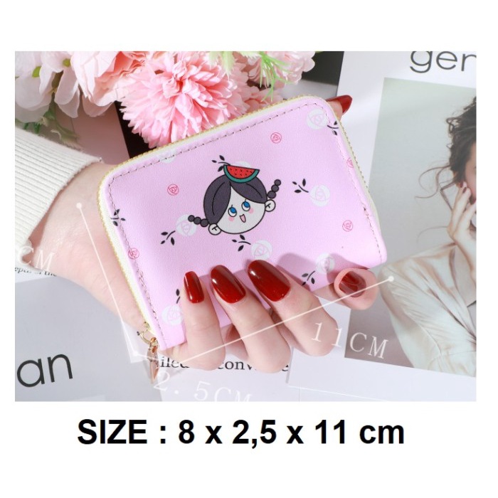 W21 Dompet Mini Wanita Lucu Cute Girl Murah Kantong Koin Kartu Uang Foto Cewek Women Wallet Kecil Woman Perempuan Kulit PU Leather Binatang Putih Hitam Panjang  Korea Pria Cowok Laki Laki Lipat Import Premium Tas Jepang Import Hadiah Cantik Cewe