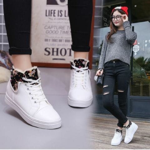 SEPATU BOOT WANITA AC104BOOT ROSE WARNA PUTIH