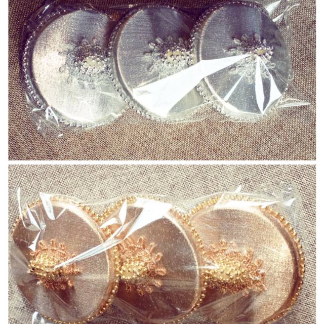 Tutup gelas hias motif emas/perak per1/2lsn