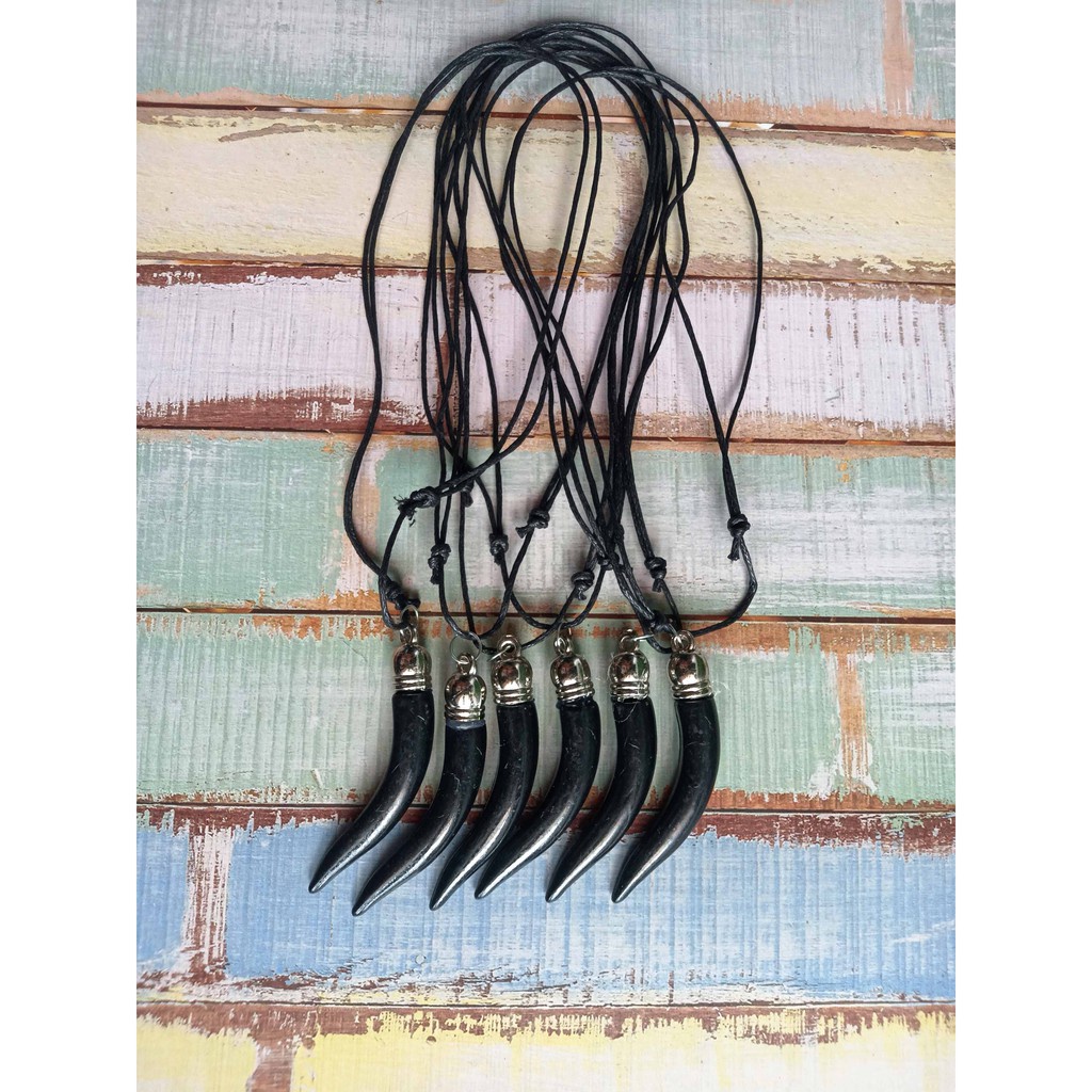 1 Gross / 12 Lusin / 144 Pcs Kalung Pria Tali Hitam Bandul Caling Ukuran Kecil