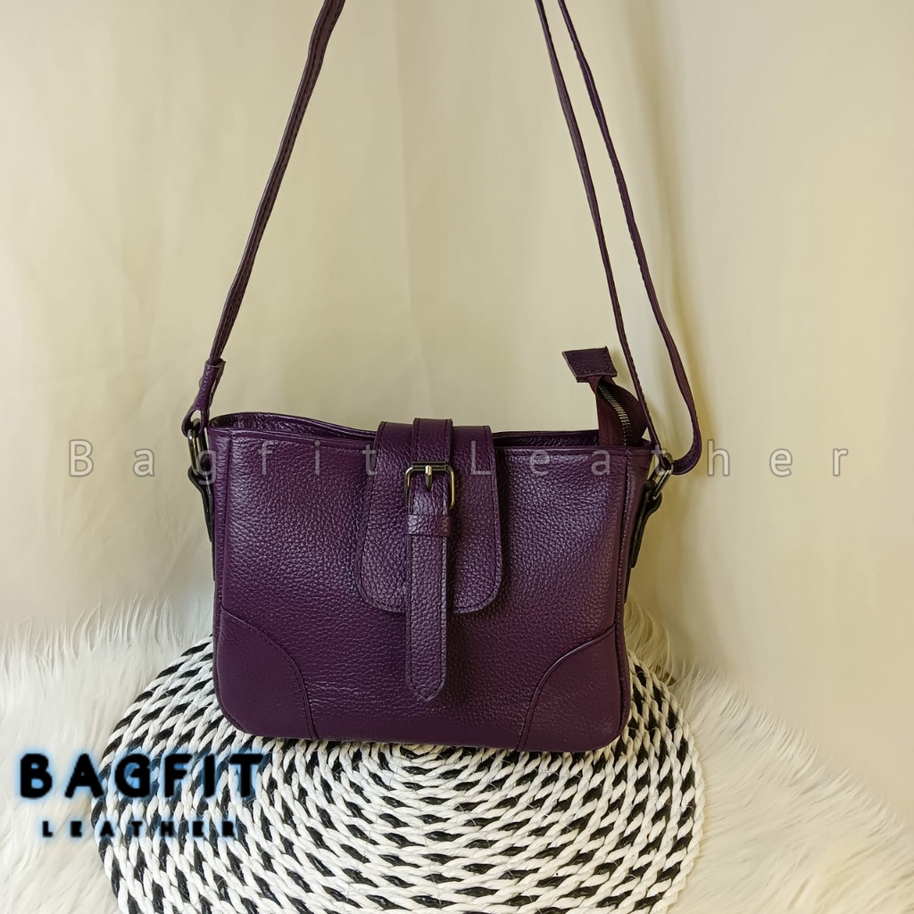 [SIZE L] Tas Kulit Sapi Asli Selempang Wanita / Tas Papirut Garut