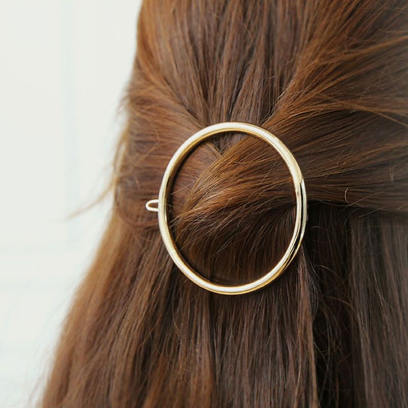 Siy 1pc Jepit Rambut Bobby Pin Bentuk Geometri Bulat Hollow Bahan Metal Alloy Untuk Wanita